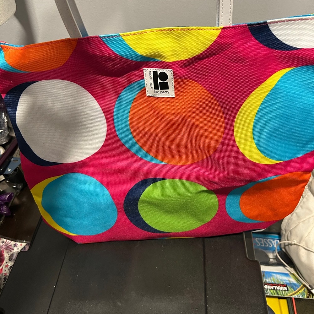 Lisa Perry Pink and Orange Tote Bag Vibrant Design